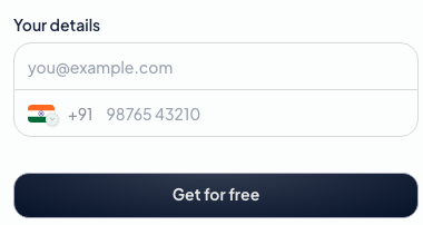 Example free-product checkout asking for buyer details, with a Get for free button