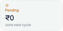 Pending balance in INR: joins next cycle